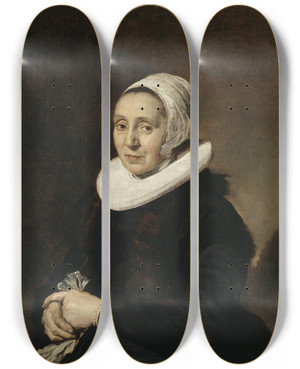 Triptych art skateboard deck of Frans Hals Portrait Of A Woman_5 by Frans Hals (1581-1666)