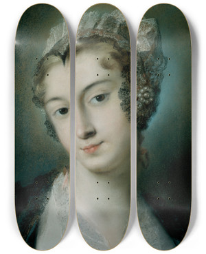 Triptych art skateboard deck of Rosalba Carriera A Tyrolean Innkeeper by Rosalba Carriera (1675-1757)