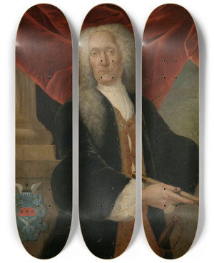 Triptych art skateboard deck of Theodorus Justinus Rheen Abraham Patras 17351737 by Theodorus Justinus Rheen (1745)