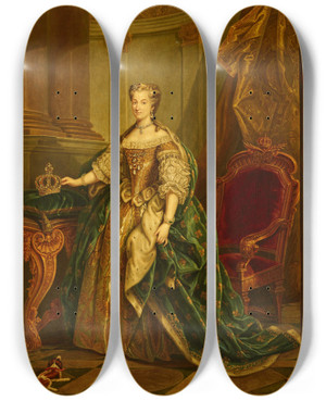 Triptych art skateboard deck of After Jeanbaptiste Van Loo Portrait Of Maria Leszczyska 17031768 by After Jean-Baptiste van Loo (1684-1745)