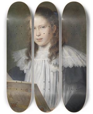 Triptych art skateboard deck of Carl Probst Mdchenbildnis Gisela Probst by Carl Probst (1854-1924)