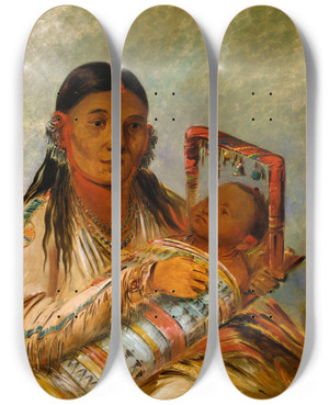 Triptych art skateboard deck of George Catlin Cheahktche Wife Of Nttoway by George Catlin (1796-1872) Triptych art skateboard deck of George Catlin Cheahktche Wife Of Nttoway by George Catlin (1796-1872)