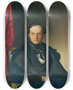 Triptych art skateboard deck of Franz Eybl Herr Nadassy by Franz Eybl (1806-1880)