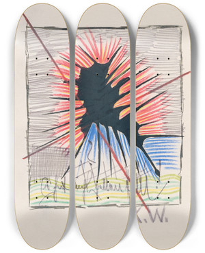 Triptych art skateboard deck of Karl Wiener Aus Meinem Leben 50 Bltter Xix by Karl Wiener (1901-1949)