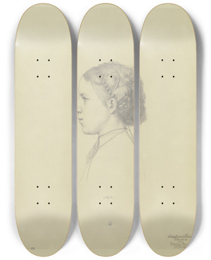Triptych art skateboard deck of Eduard Von Steinle Josephine Steinle Des Knstlers Jngste Tochter Im Profil Nach Links by Eduard Von Steinle (1810-1886)