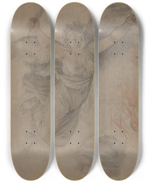 Triptych art skateboard deck of Follower Of Charles Le Brun An Allegorical Female Figure by Follower Of Charles Le Brun (1619-1690)