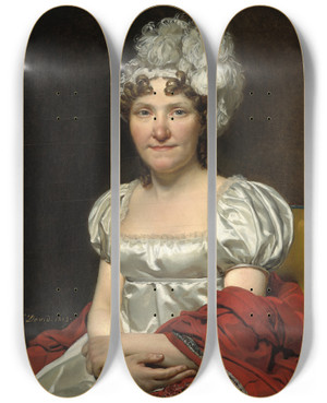 Triptych art skateboard deck of Jacques Louis David Madame David by Jacques Louis David (1748-1825)