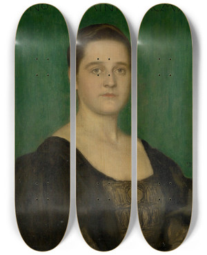 Triptych art skateboard deck of Franz Von Stuck Erna Bohnewand by Franz Von Stuck (1863-1928)