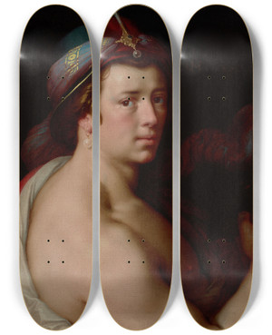 Triptych art skateboard deck of Cornelis Cornelisz Van Haarlem Adonis by Cornelis Cornelisz Van Haarlem (1562-1638)