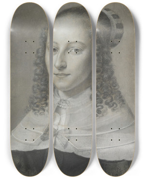 Triptych art skateboard deck of Wallerant Vaillant Portrait Of A Young Woman by Wallerant Vaillant (1623-1677) Triptych art skateboard deck of Wallerant Vaillant Portrait Of A Young Woman by Wallerant Vaillant (1623-1677)