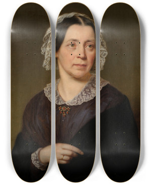 Triptych art skateboard deck of Julie Wilhelmine Hagenschwarz Portrait Of Mrs Paumgarten by Julie Wilhelmine Hagen-Schwarz (1824-1902)