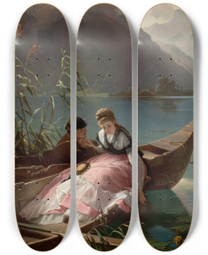 Triptych art skateboard deck of Arthur Von Ramberg Rendevous by Arthur Von Ramberg (1819-1875)