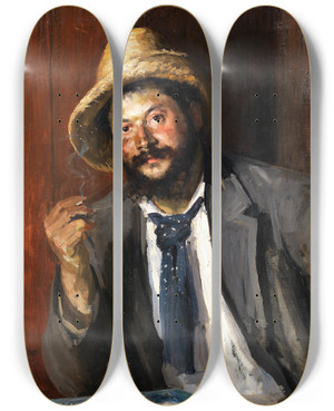 Triptych art skateboard deck of Louise Catherine Breslau Ernst Josephson by Louise Catherine Breslau (1856-1927)