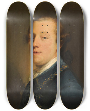 Triptych art skateboard deck of John Astley Portrait Of A Gentleman by John Astley (1724-1787)