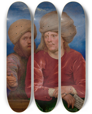 Triptych art skateboard deck of Michael Sweerts Double Portrait by Michael Sweerts (1618-1664)