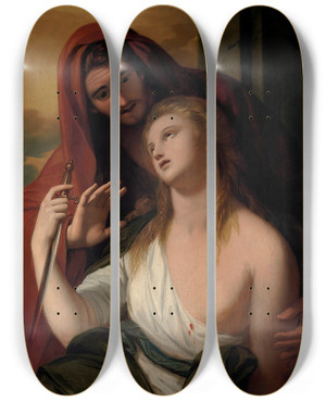 Triptych art skateboard deck of Benjamin West Paetus And Arria by Benjamin West (1738-1820)