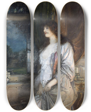 Triptych art skateboard deck of Robert Walker Macbeth The Nightingales Song_1 by Robert Walker Macbeth (1848-1910)