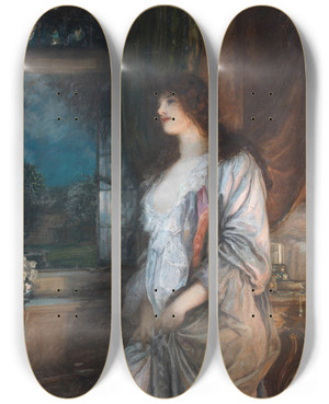 Triptych art skateboard deck of Robert Walker Macbeth The Nightingales Song_2 by Robert Walker Macbeth (1848-1910)