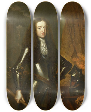 Triptych art skateboard deck of Caspar Netscher Portrait Of Willem Iii 16501702 Prince Of Orange And Since 1689 King Of England by Caspar Netscher (1639-1684)