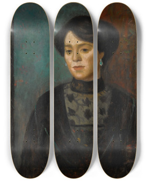 Triptych art skateboard deck of Mark Gertler Portrait Of The Artists Sister Sophie by Mark Gertler (1891-1939)