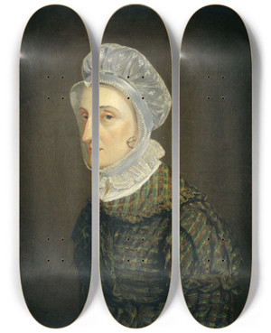 Triptych art skateboard deck of Jan Philip Simon Portrait Of Maria Petronella Mann Wife Of Heinrich Gottfried Theodor Crone by Jan Philip Simon (19-)