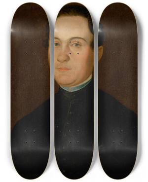 Triptych art skateboard deck of Peter Michal Boh Portrait Of Hammerschmidt by Peter Michal Bohun (1822-1879)