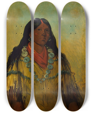 Triptych art skateboard deck of George Catlin Tchoweeptokaw A Woman by George Catlin (1796-1872)