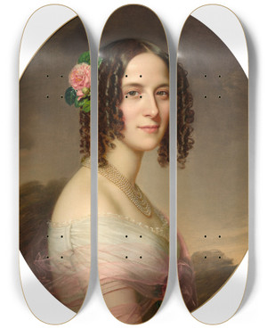Triptych art skateboard deck of Anton Einsle Weibliches Brustbild by Anton Einsle (1801-1871)