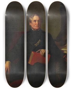 Triptych art skateboard deck of Josef Matthias Aigner Wilhelm Von Braumller Verlagsbuchhndler by Josef Matthias Aigner (1818-1886)