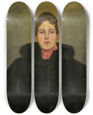 Triptych art skateboard deck of Wilhelm Trbner Portrait Of An Unknown Lady by Wilhelm Trubner (1851-1917)