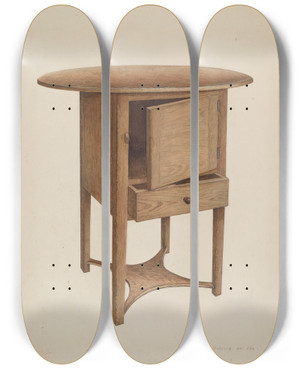 Triptych art skateboard deck of Donald Harding Cellaret by Donald Harding