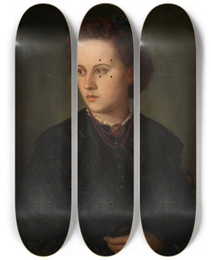 Triptych art skateboard deck of Anselm Feuerbach Bildnis Eines Mdchens by Anselm Feuerbach (1829-1880)
