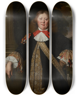 Triptych art skateboard deck of Bartholomeus Van Der Helst Portrait Of A Burgomaster by Bartholomeus van der Helst (1613-1670)