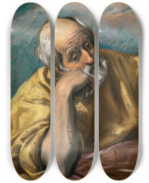 Triptych art skateboard deck of El Greco Domenikos Theotokopoulos Saint Joseph by El Greco Domenikos Theotokopoulos (1540-1614)