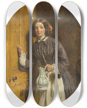 Triptych art skateboard deck of William Powell Frith The Morning Call by William Powell Frith (1819-1909)