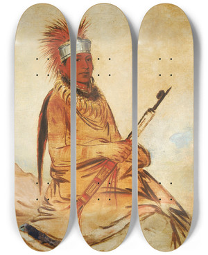 Triptych art skateboard deck of George Catlin Wyeeyogh Man Of Sense A Brave by George Catlin (1796-1872) Triptych art skateboard deck of George Catlin Wyeeyogh Man Of Sense A Brave by George Catlin (1796-1872)