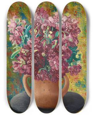 Triptych art skateboard deck of Mose Kisling Bouquet De Girofles by Moise Kisling (1891-1953)