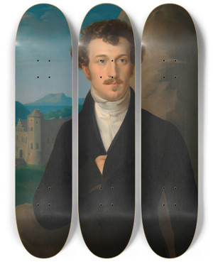 Triptych art skateboard deck of Leopold Kupelwieser Franz Von Schober Dichter Librettist Und Schauspieler by Leopold Kupelwieser (1776-1862)