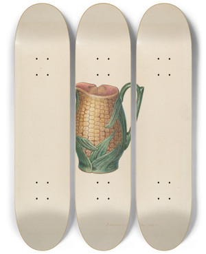 Triptych art skateboard deck of Edward L Loper Cream Pitcher by Edward L Loper (1916-2011)