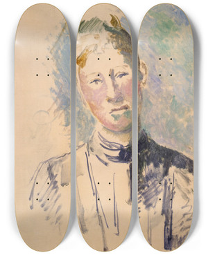 Triptych art skateboard deck of Paul Czanne Madame Czanne_6 by Paul Cezanne (1839-1906)