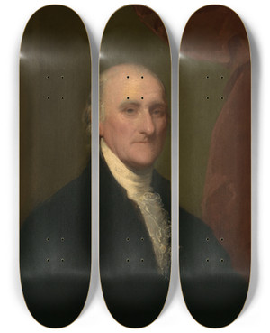 Triptych art skateboard deck of Gilbert Stuart Samuel Miles by Gilbert Stuart (1755-1828)