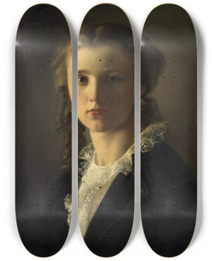 Triptych art skateboard deck of Leopold Carl Mller Josefine Mller The Artists Sister by Leopold Carl Muller (1834-1892)