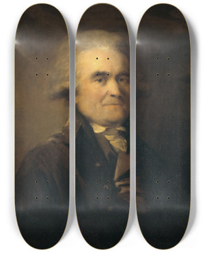 Triptych art skateboard deck of Carl Frederik Von Breda The Silk Manufacturer Anders Kjellstedt by Carl Frederik Von Breda (1759-1818)