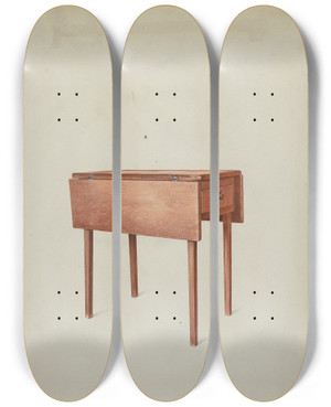 Triptych art skateboard deck of John Davis Shaker Sewing Table by John Davis