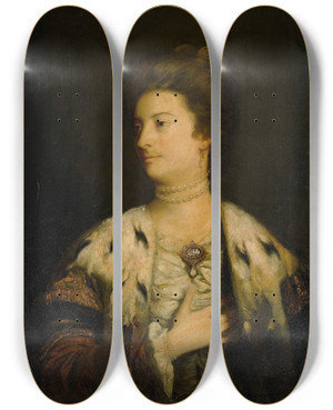 Triptych art skateboard deck of Sir Joshua Reynolds Portrait Of Lady Williams Wynn by Sir Joshua Reynolds (1723-1792)
