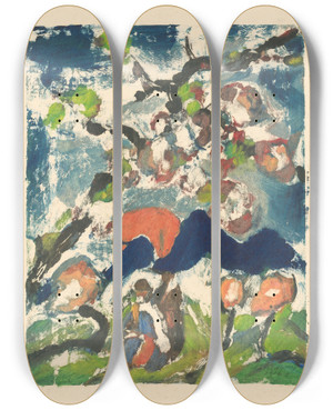 Triptych art skateboard deck of Zolo Palugyay Jar by Zolo Palugyay (1898-1935)