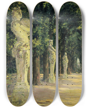 Triptych art skateboard deck of James Carroll Beckwith Allee De Lete Versailles by James Carroll Beckwith (1852-1917)