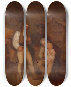 Triptych art skateboard deck of Aleksander Kotsis Highlanders Family by Aleksander Kotsis (1836-1877)