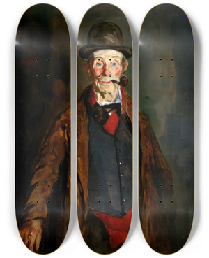 Triptych art skateboard deck of Robert Henri My Friend Brien by Robert Henri (1865-1929)