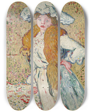 Triptych art skateboard deck of Louis Valtat Portrait De Madame Valtat by Louis Valtat (1869-1952)